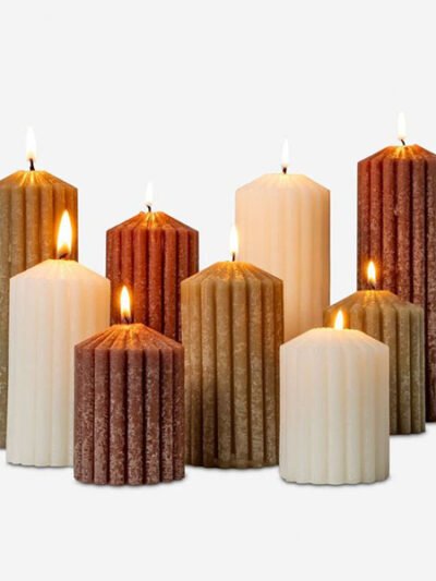 Bash Fluted Cylindrical Pillar Candle (Gold)